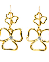 Goldtone Double Drop Open Heart Earrings