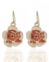 Garden Peach Rose Eurowire Earrings