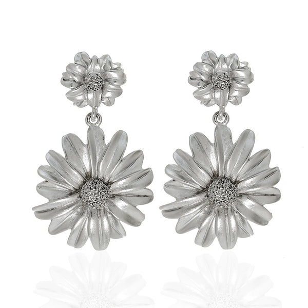 Botanica Mexicana Silver Drop Daisy Earrings