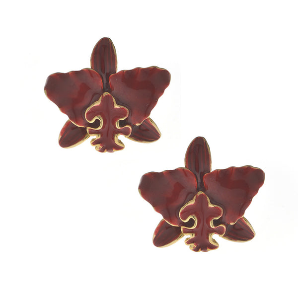 Garden Red Cattleya Pierced Earring