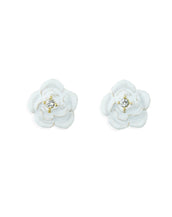 White Rose Pierced Earrings