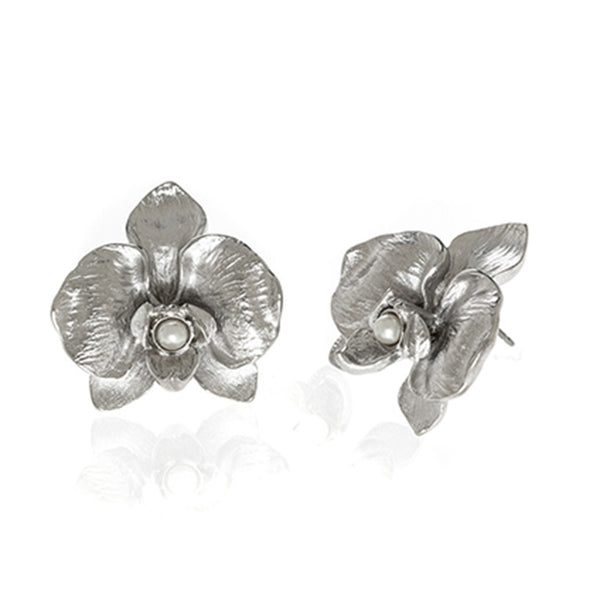 Orchid Silvertonr Earring With Pearl Pierced