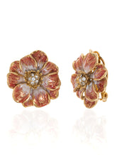 Double Rose Clip Earring With Melon Flower