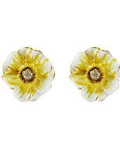 Goldtone White/Yellow Les Roses Pierced Earrings