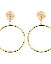 Goldtone Pink Les Roses Hoop Earrings
