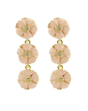 Goldtone Pink Les Roses Triple Drop Earrings
