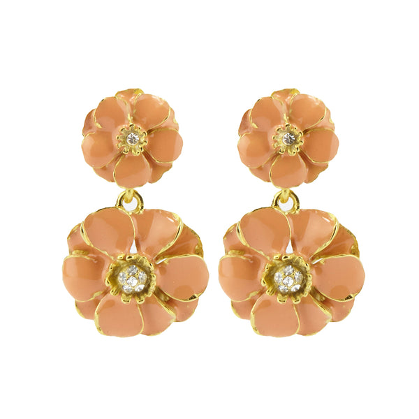 Les Roses Gold Tone Coral Drop Earrings