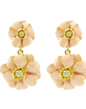 Goldtone Pink Les Roses Large Double Drop Earrings