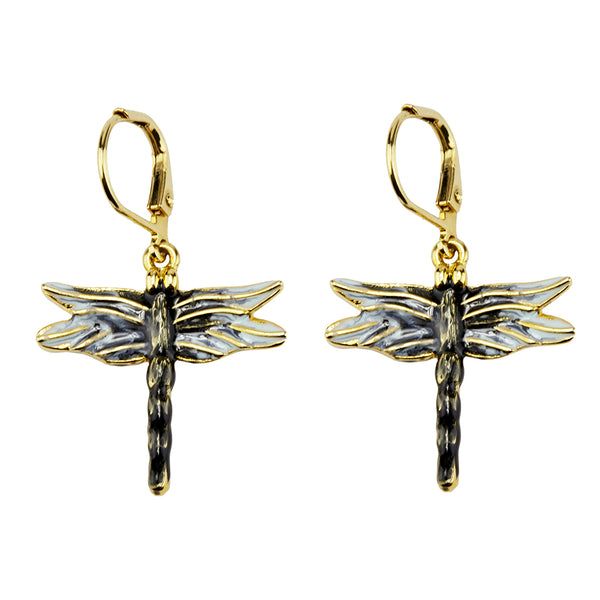 22k Gold-Plated Small Dragonfly Drop Earring