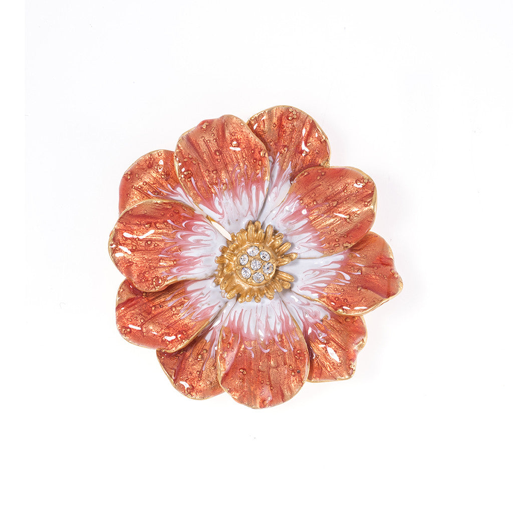 Double Rose Brooch with Melon Flower