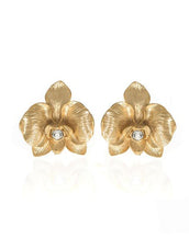 Orchid Goldtone Earring With Austrian Crystal