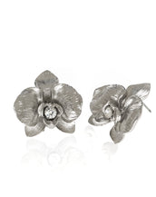 Orchid Silvertone Earring With Austrian Crystal
