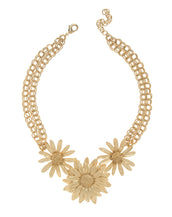 Botanica Mexicana Gold tone Daisy and Sunflower Necklace 16"