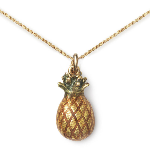 Pineapple Pendant On 14k Gold Serpentine Chain