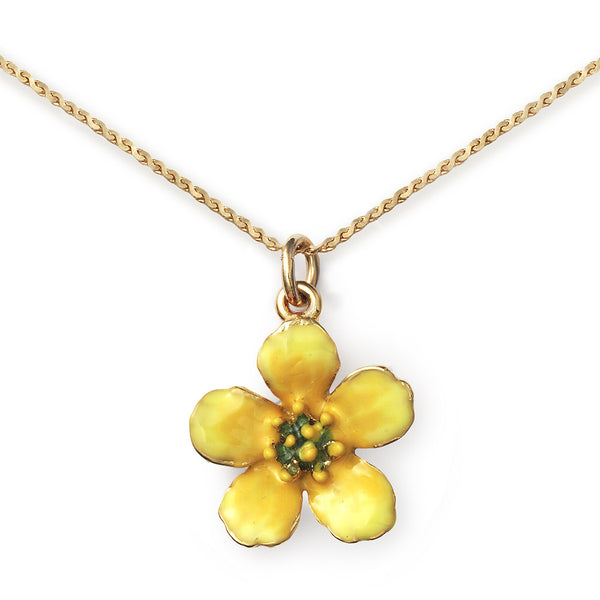 Buttercup Pendant On 14k Gold Serpentine Chain