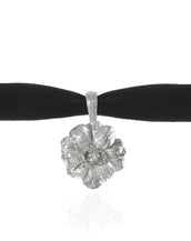 Double Rose Velvet Choker With Silvertone Pendant