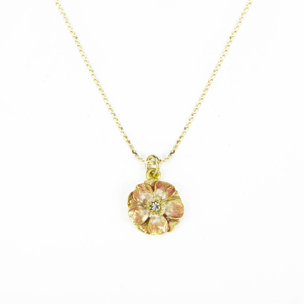 Double Rose 14k Gold Chain with Small Flower Pendant