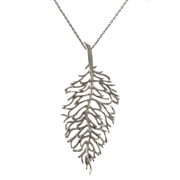 Silvertone Leaf Pendant with 28" Necklace