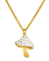 Goldtone White Mushroom Pendant Necklace 18"