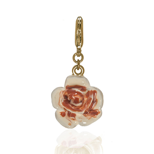 Garden Peach Rose Charm with Lobster Claw
