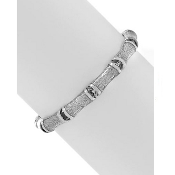 Silvertone Snakeskin Segmented Bamboo Bracelet