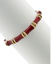 Red Snakeskin Segmented Bamboo Bracelet