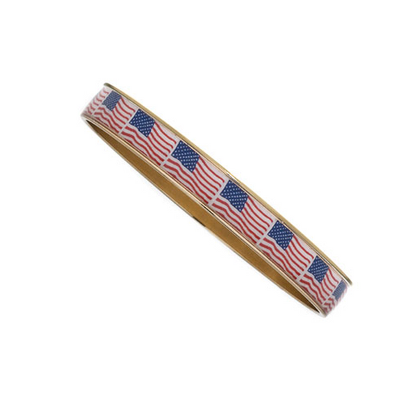 Goldtone American Flags Bangle