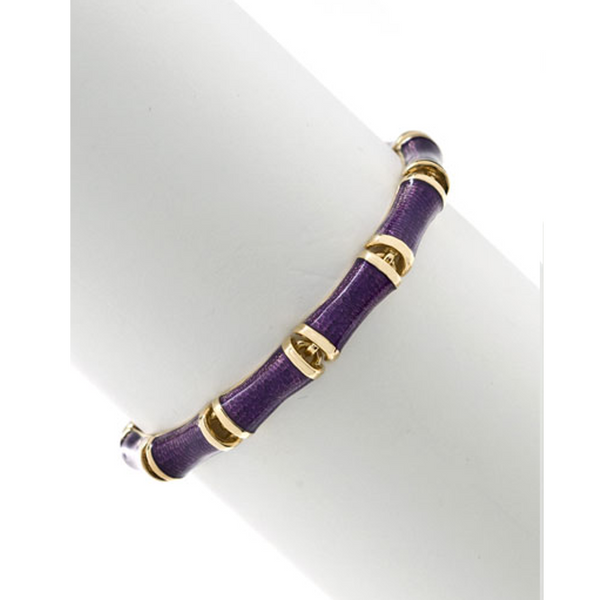 Amethyst Snakeskin Segmented Bamboo Bracelet