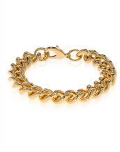 Curb Link Stardust Design Gold Tone Bracelet