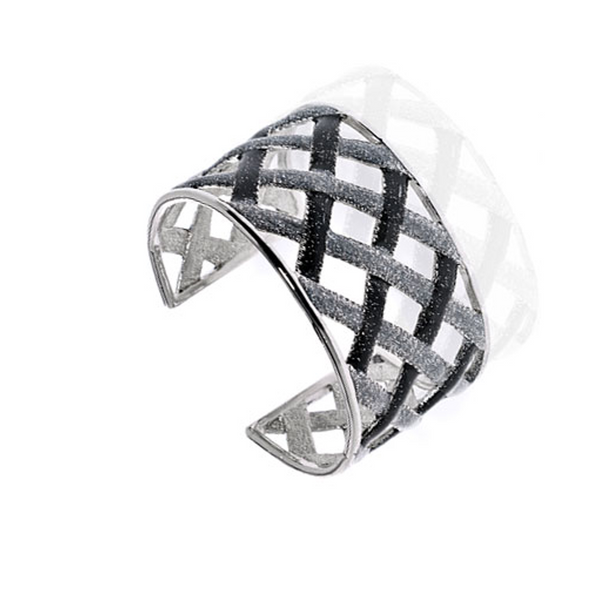 Silver and Black Stardust Snakeskin Cuff Bracelet