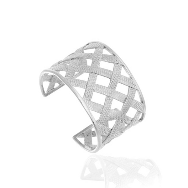 Silvertone Snakeskin Cuff Bracelet