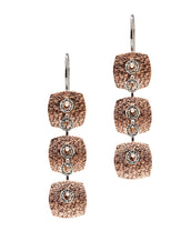 22k Rose Gold Plated Sterling Silver Square Triple Drop Earrings