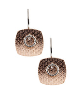 22k Rose Gold Plated Sterling Silver Square Single Drop Earrings