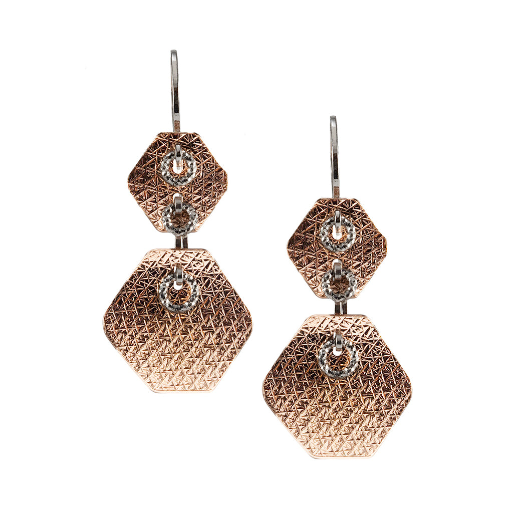 22k Rose Gold Plated Sterling Silver Double Drop Earrings