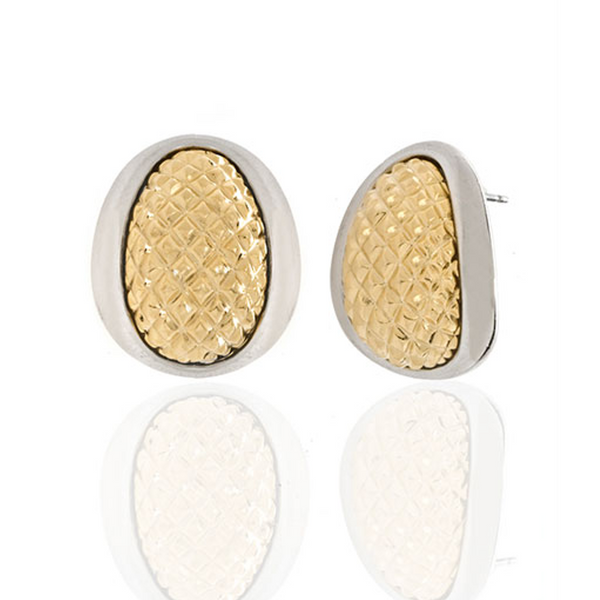 Sharkskin Two-Tone Gold & Silver Earrings