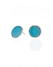 Celestial Blue Snakeskin Button Earrings