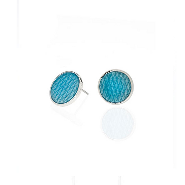 Celestial Blue Snakeskin Button Earrings