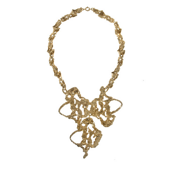 Molten Gold Tone Abstract Necklace