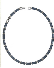 Blue Snakeskin Segmented Bamboo Necklace