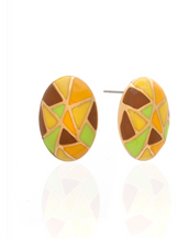 Multi Color Yellow Green Oval Earrings