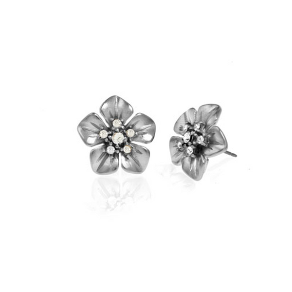 Small Silver Tone Flower Earrings