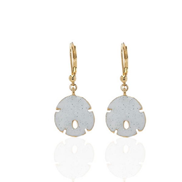 Stardust White Small Goldtone Sand Dollar Earrings