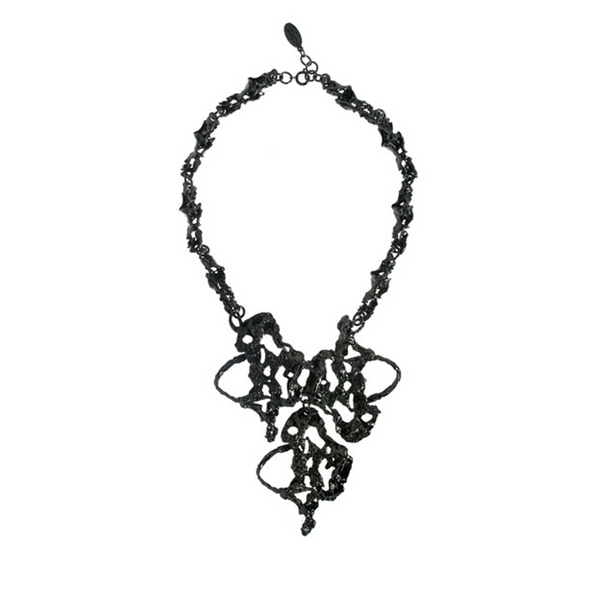 Molten Hematite Tone Abstract Necklace