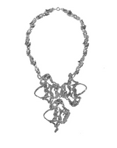 Molten Silver Tone Abstract Necklace