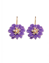 Purple Flower Euro-Wire Earring