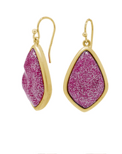 Matte Goldtone and Aubergine Celestial Stone Earring