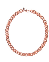 Ribbed Link Rose Tone Necklace