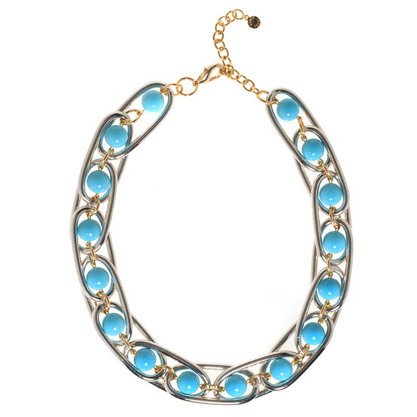 Excelsior Silver Tone Turquoise Collar Necklace