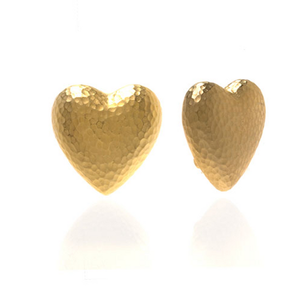 Matte Large Button Heart Earrings | Erwin Pearl