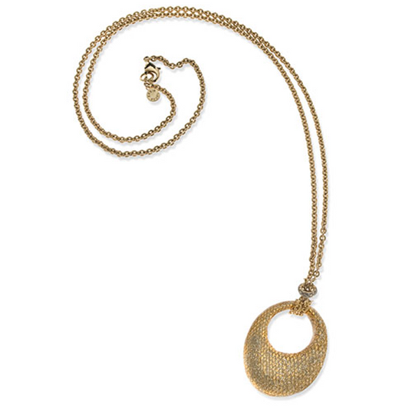 SnakeSkin Stardust Goldtone Open Disc Pendant Necklace